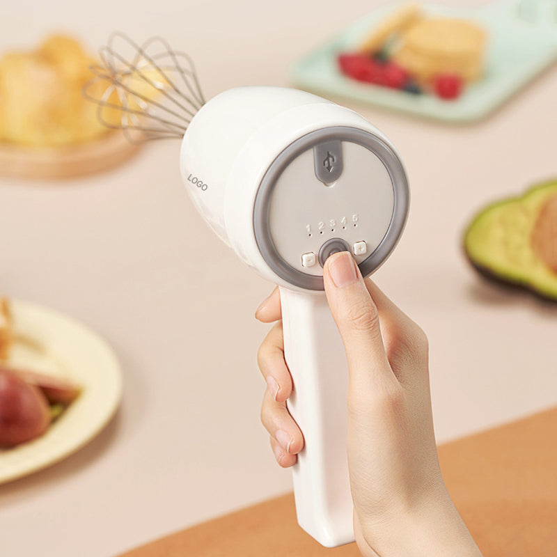 Lightweight Electric Hand Mixer Handheld Egg Beater in Grey&White
