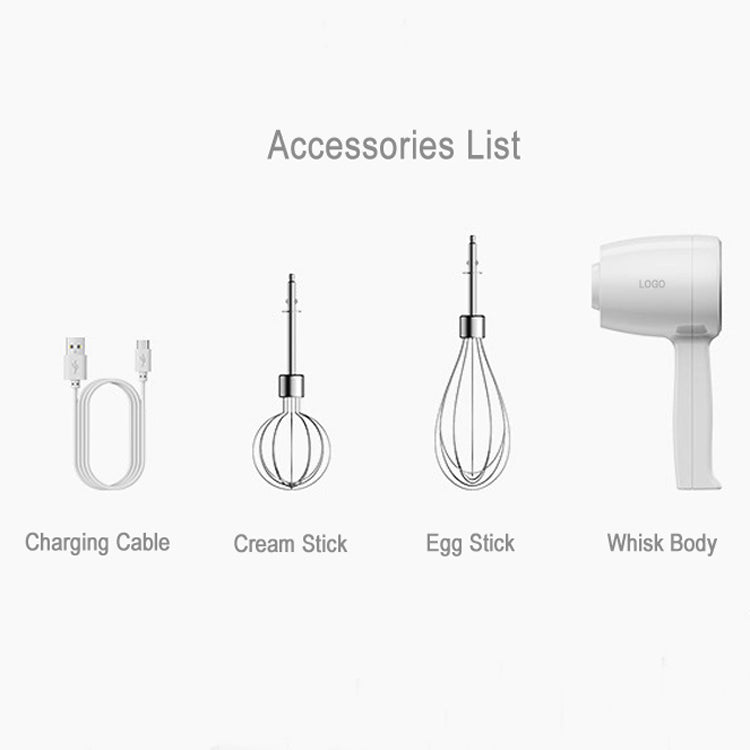 Stainless Steel Electric Hand Mixer, Usb Rechargeable Electric